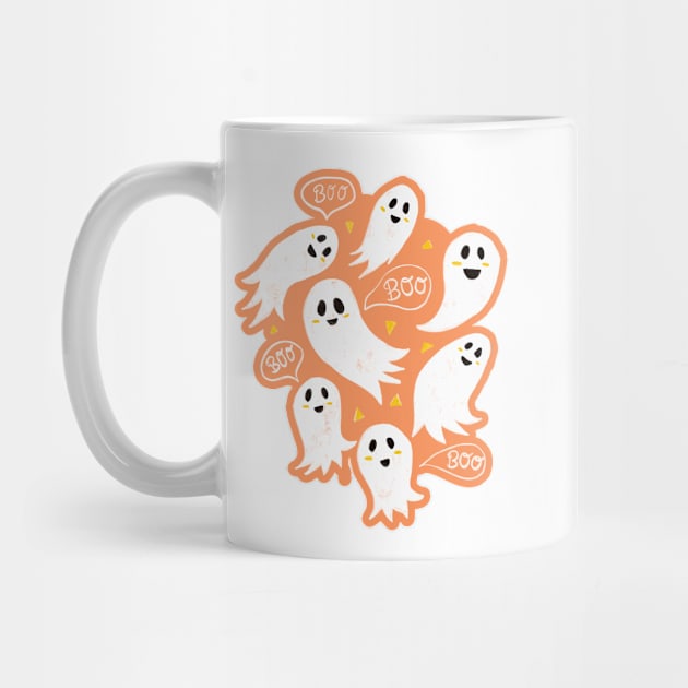 Friendly Ghosts on Orange by latheandquill